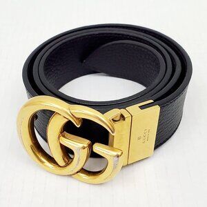 GUCCI GG Marmont Reversible Leather Black & Brown Brass Belt Buckle 90 36 Waist